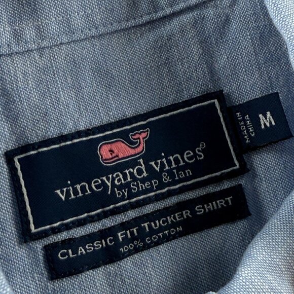 Vineyard Vines Short Sleeve Classic Fit Tucker Button-Down Medium Cotton Blue - Picture 10 of 11